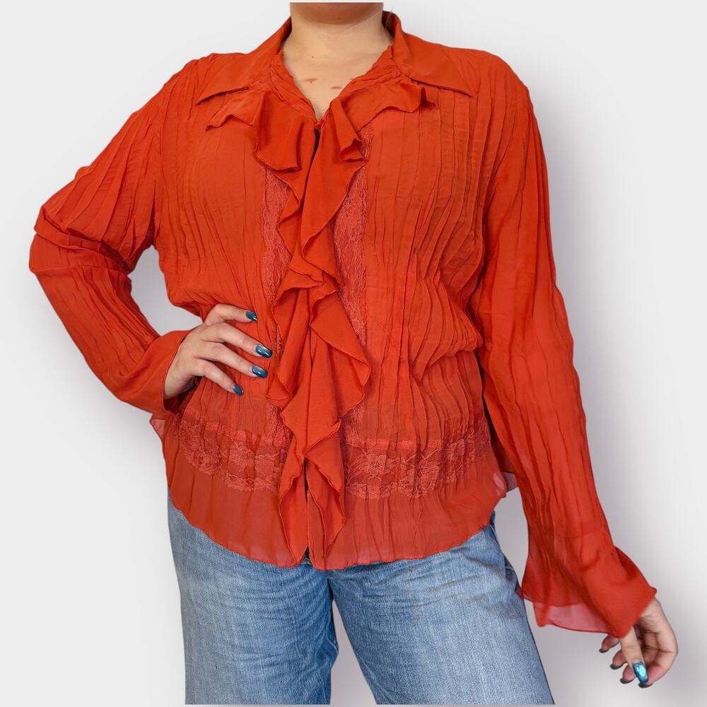 Y2K Clothing Co Orange Blouse Size 2X - Picture 4 of 9